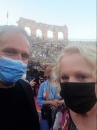 Sergio Bevilacqua con Katia Ricciarelli alla prima del 98^ Festival dell'Arena di Verona, 2021